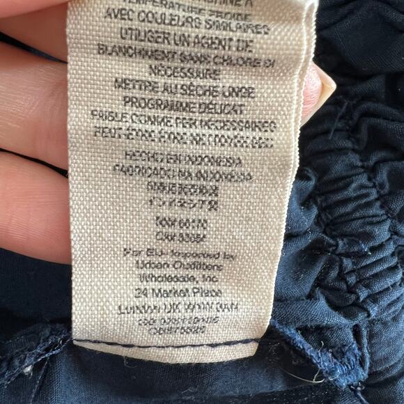 Free People Navy Blue Long Sleeve Women's Cotton One Shoulder Blouse Top Size L - Picture 8 of 8